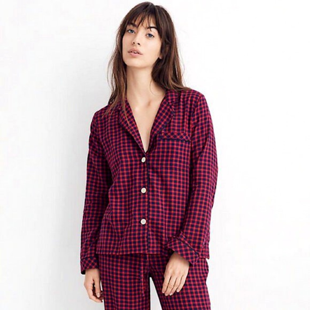 NWT Madewell Bedtime Cotton Gingham Check Plaid Pajama Top | XXL - Picture 2 of 7